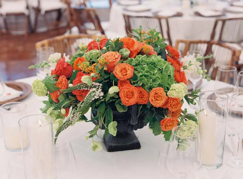 Floral decorations amplify the beauty of the tables