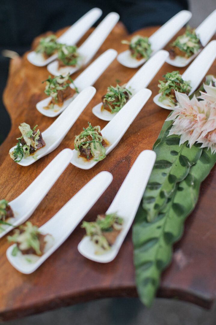 Stylish Food servings during the wedding banquet