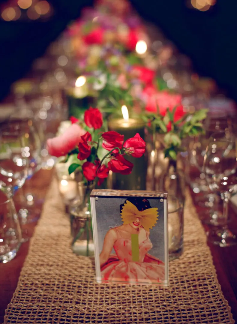 Flowers and candles dominated the table arrangements