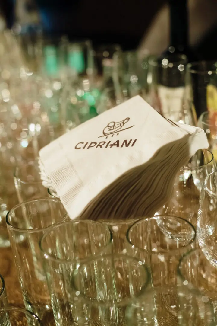 Tissue paper having the Ciprani stamp at the banquet