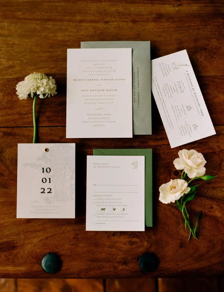 Wedding invitation card with flowers