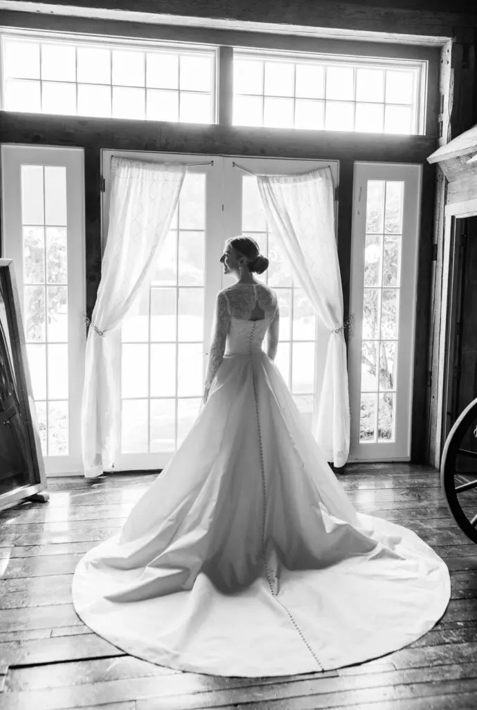 Beautiful bride wearing a white dress