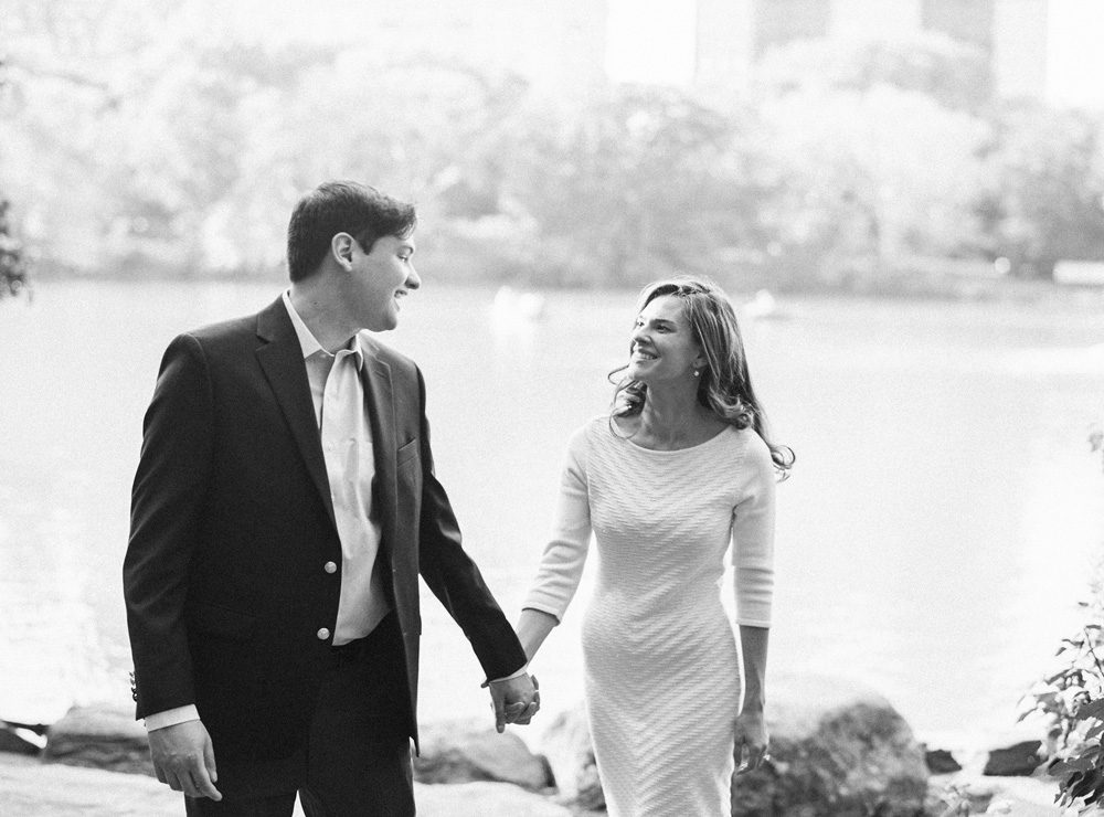 Black and white image of a couple smiling